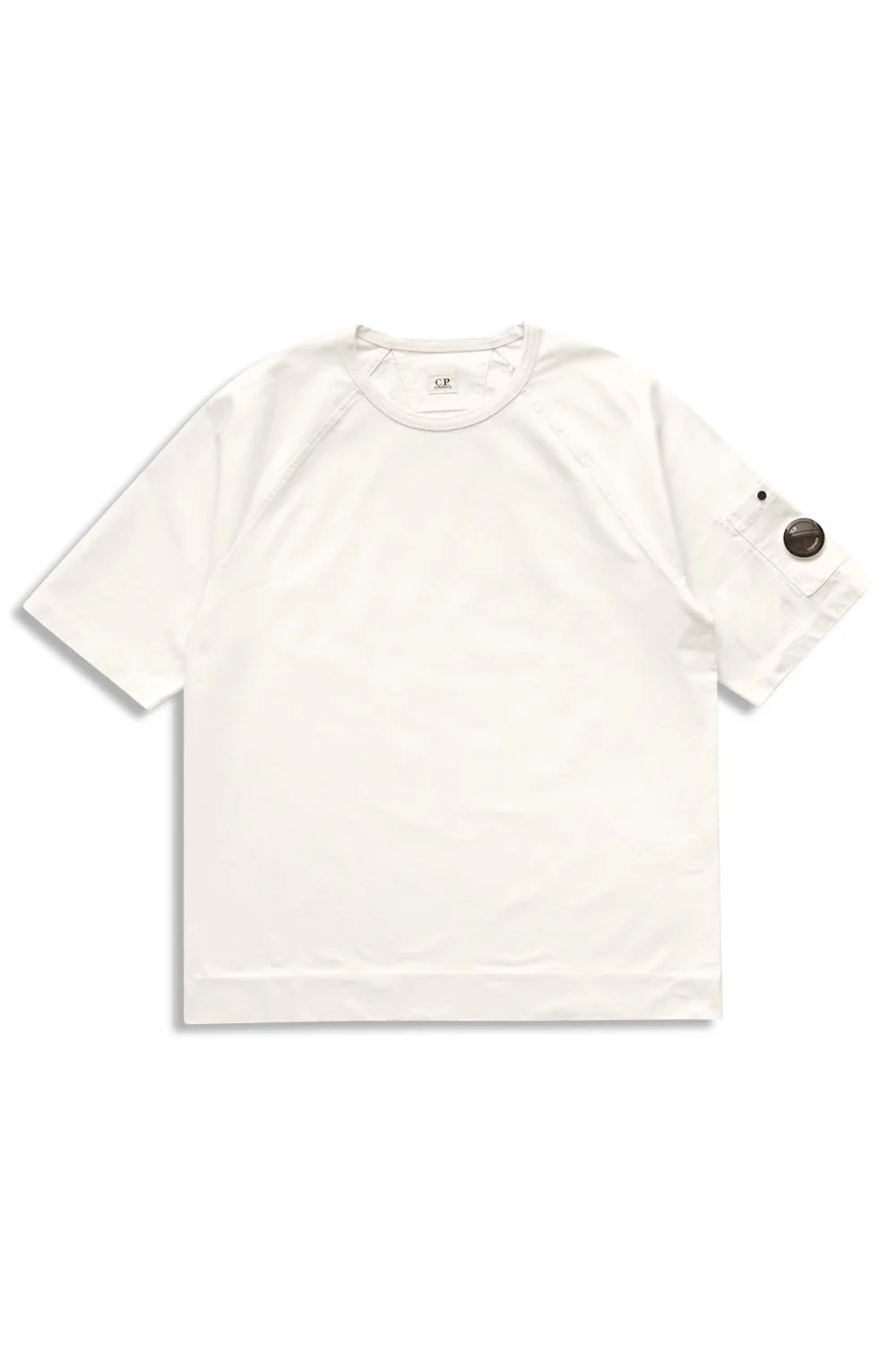 CP COMPANY|SHORT-SLEEVED ROUND NECK T-SHIRTS (70/2 Merc CP Company Off White Short Sleeve Sweatshirt - Premium